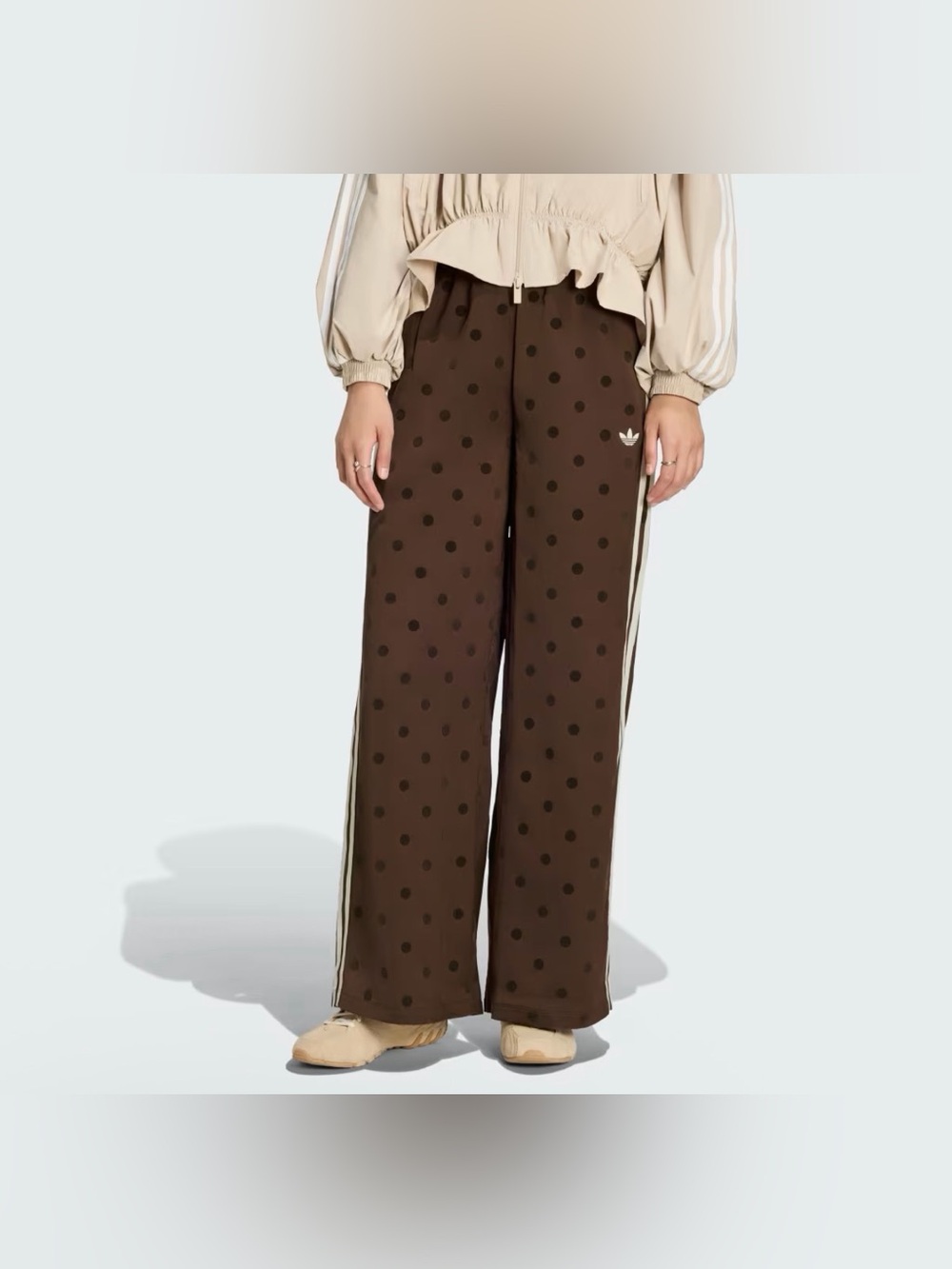 adidas Brown SATIN POLKA DOTS WIDE LEG PANT - Picture 3 of 5